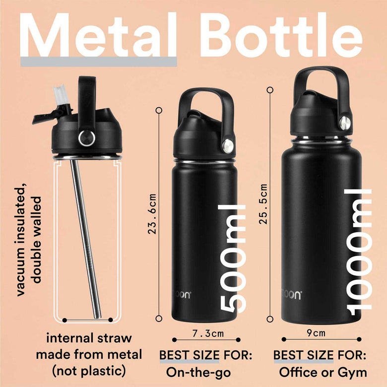 Moon Bottle 1 Litre - Insulated, Stainless Steel Water Bottles