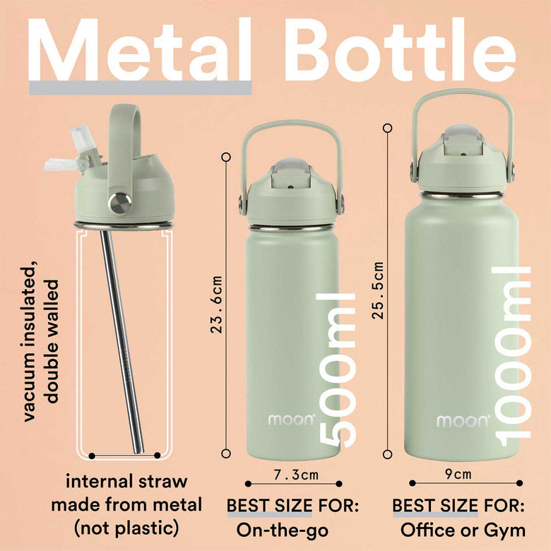 Moon Bottle 1 Litre - Insulated, Stainless Steel Water Bottles