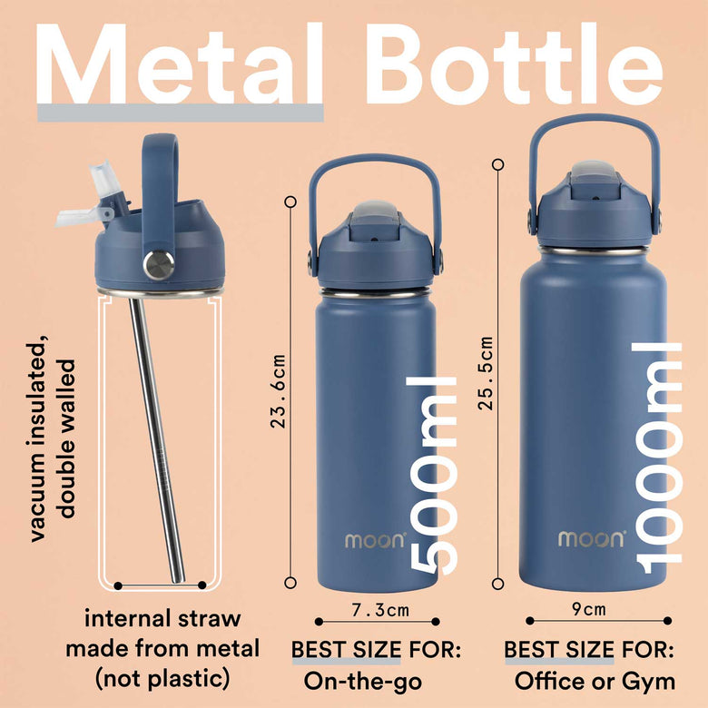 Moon Bottle 1 Litre - Insulated, Stainless Steel Water Bottles