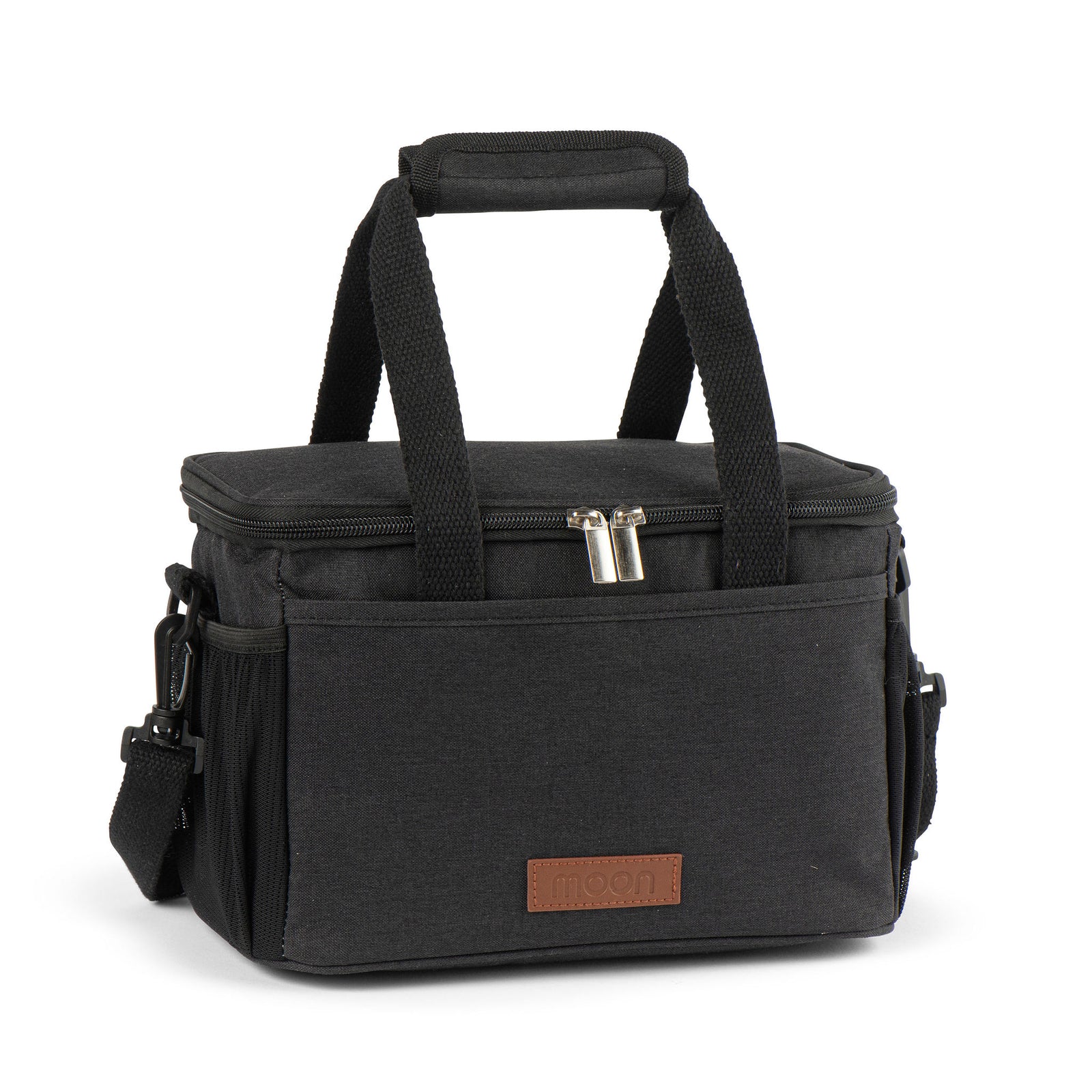 Black lunch bag with shoulder strap shop
