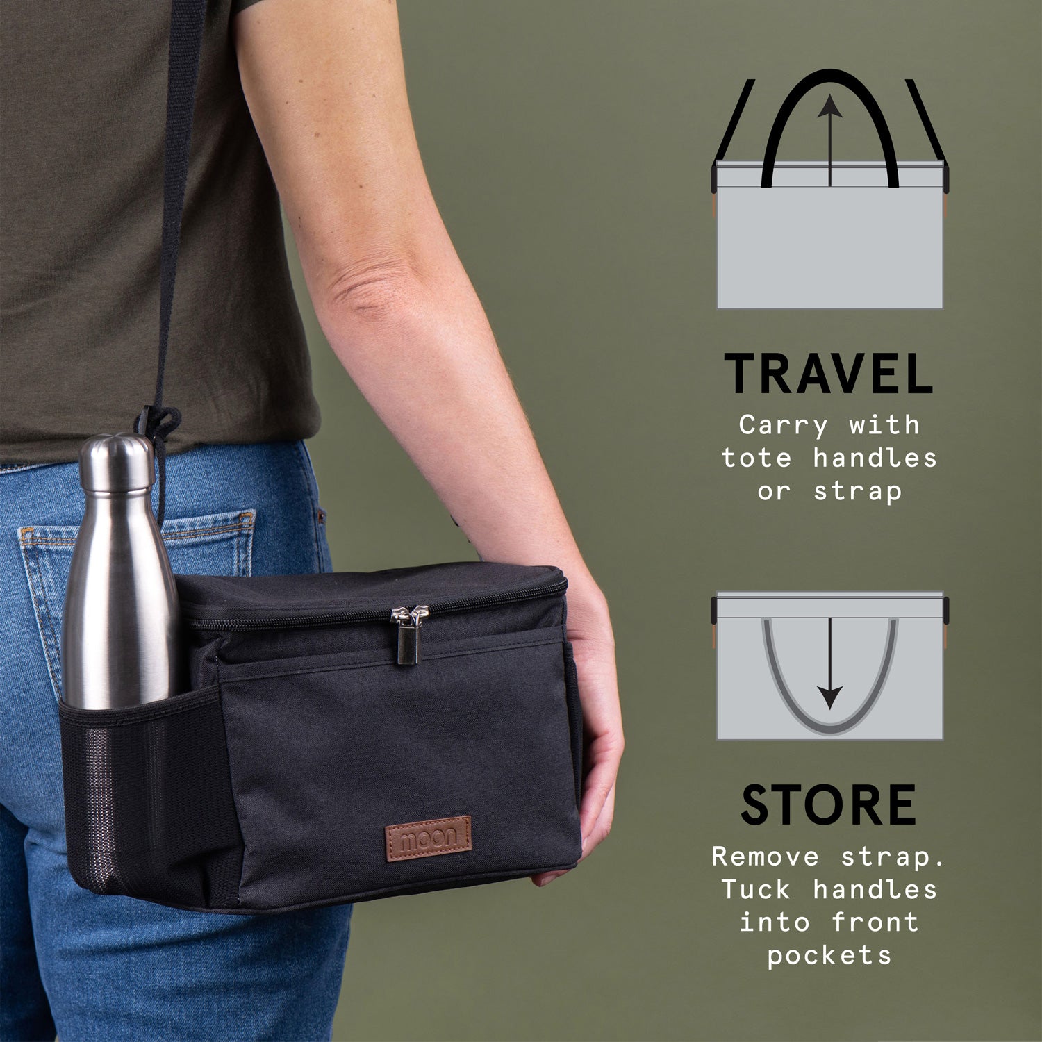 Moon Insulated Lunch Bags With Bottle Holder Strap Free UK Shipping 